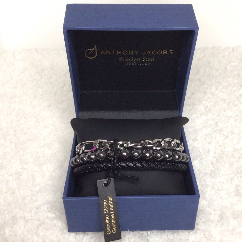 NIB - Anthony Jacobs Men's Stainless Steel Jewelry